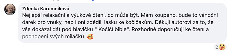 Facebookový komentář čtenářky Kočičí bible